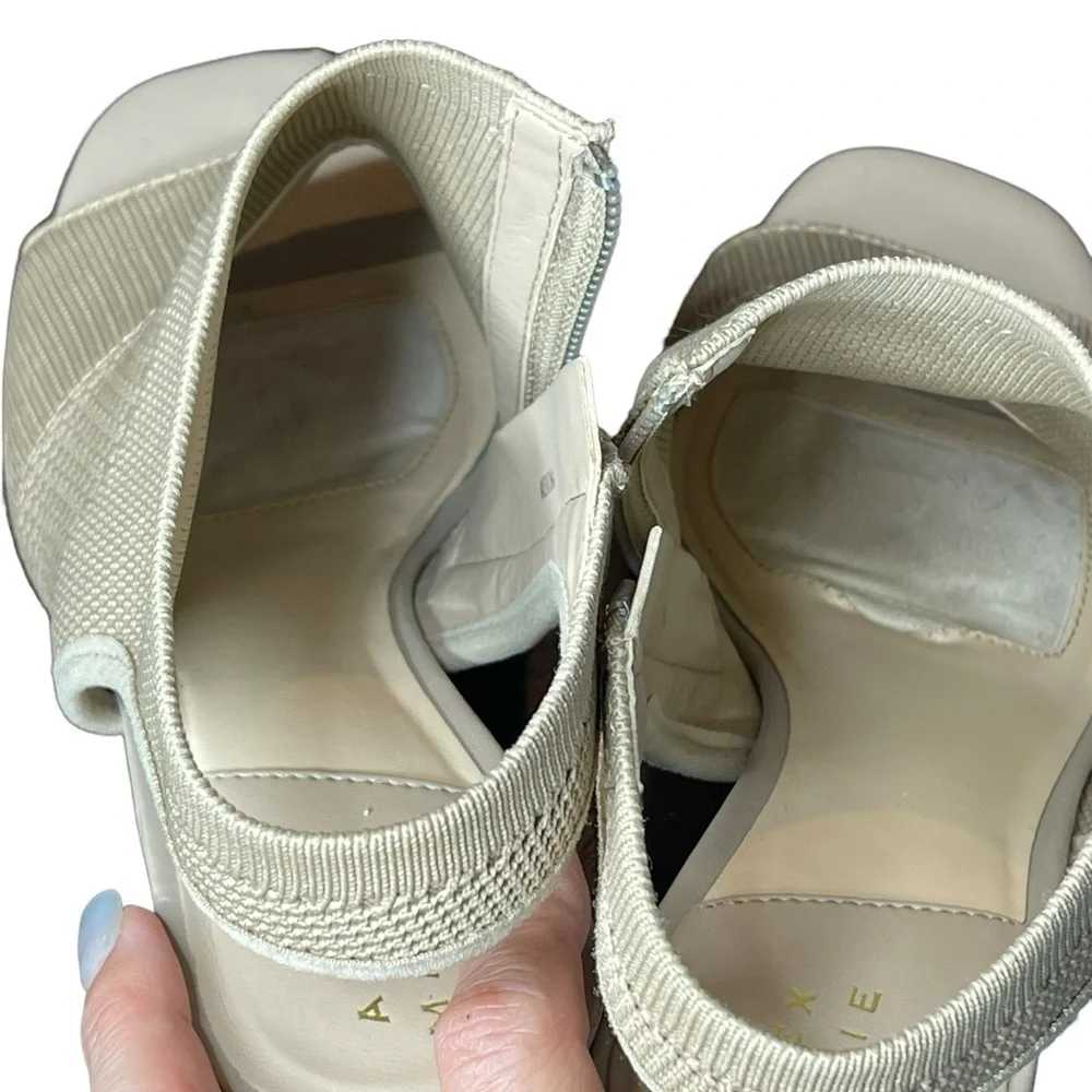 Alex Marie Patti Stretch Knit Wedge Sandals neutral Cream size 9 zip close - Picture 11 of 15